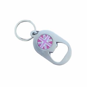 New Pink & Silver British Bottle Opener Metal Keychain